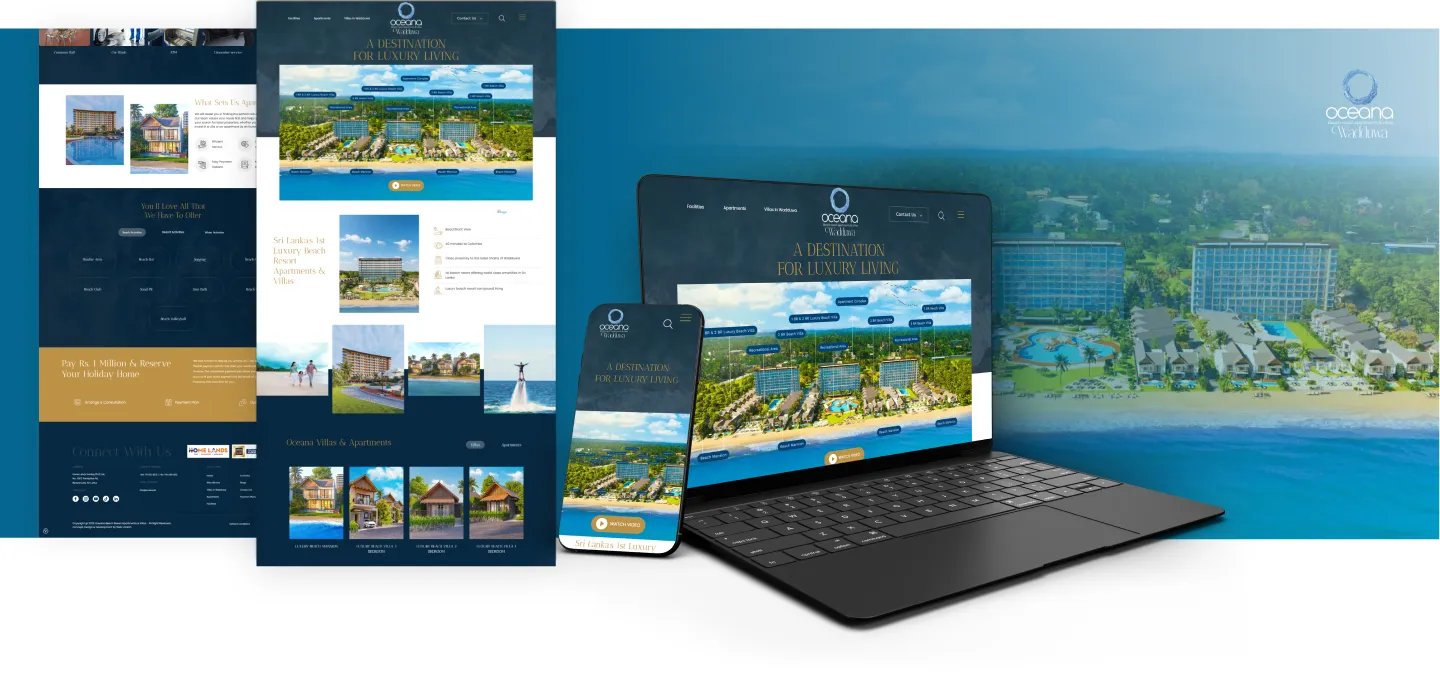hotel website design oceana desktop